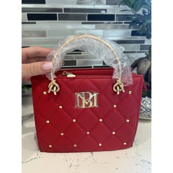 Badgley Mischka Red Quilted Bag With Gold Accents New With Tags MSRP $129 - Picture 4 of 6